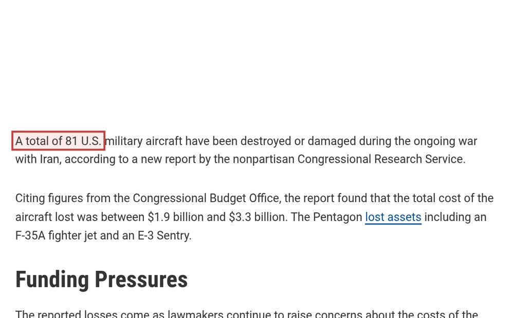 Screenshot of the source on military.com, with the key passage boxed in red