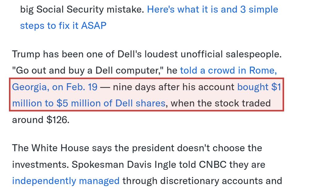 Screenshot of the source on finance.yahoo.com, with the key passage boxed in red