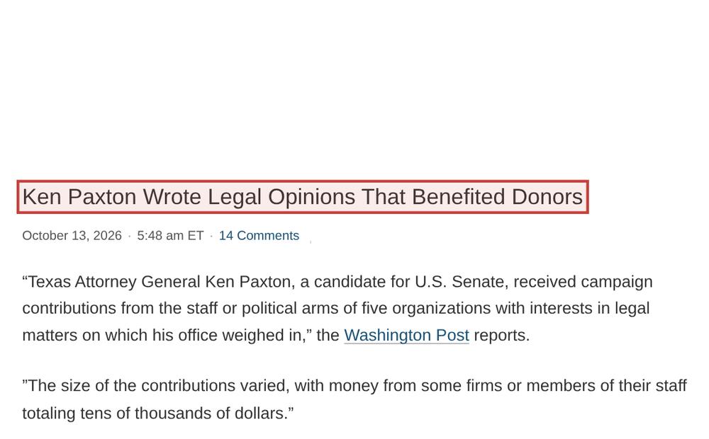 Screenshot of the source on politicalwire.com, with the key passage boxed in red