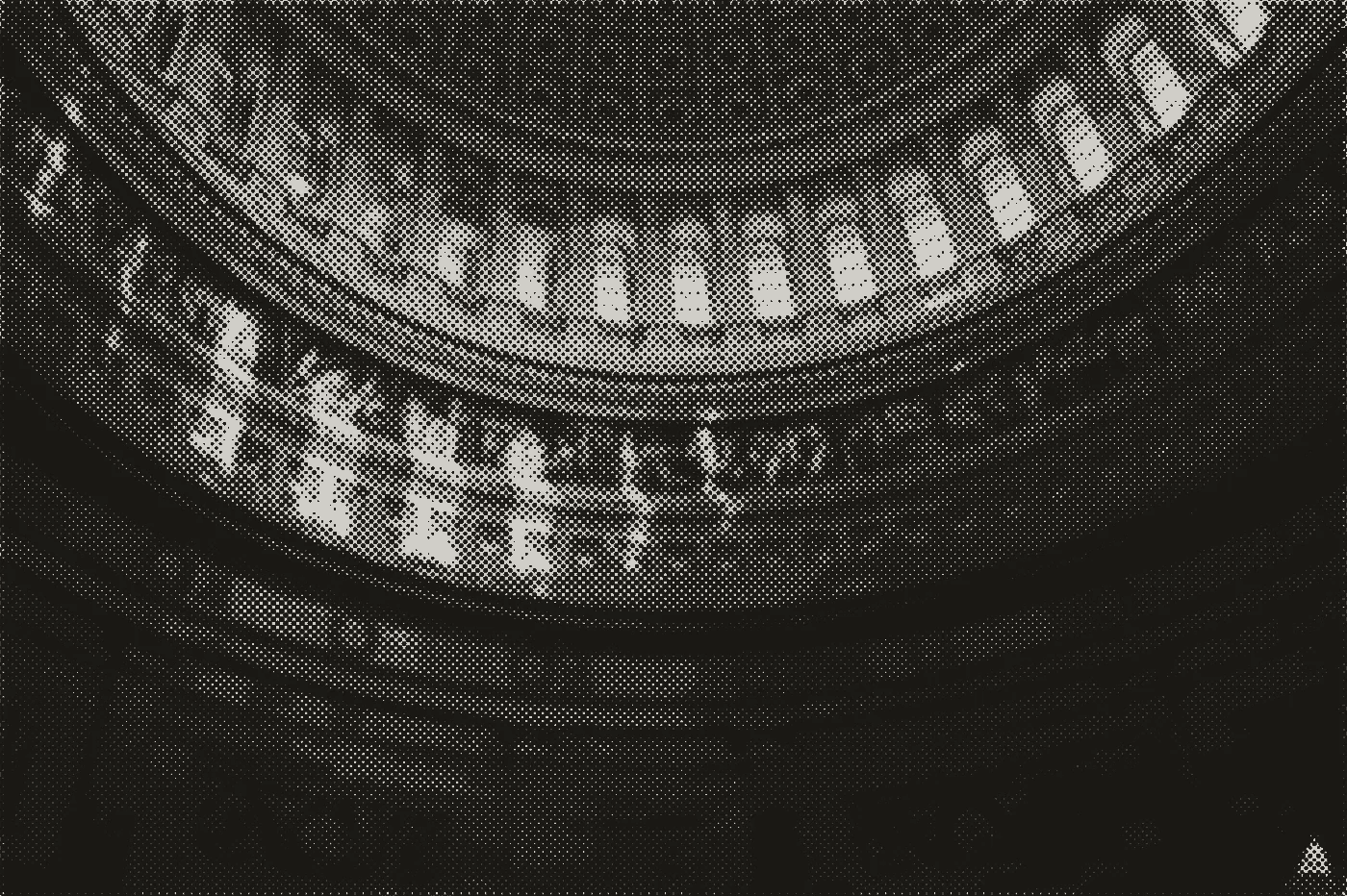 Halftone photograph looking up into the Capitol Rotunda