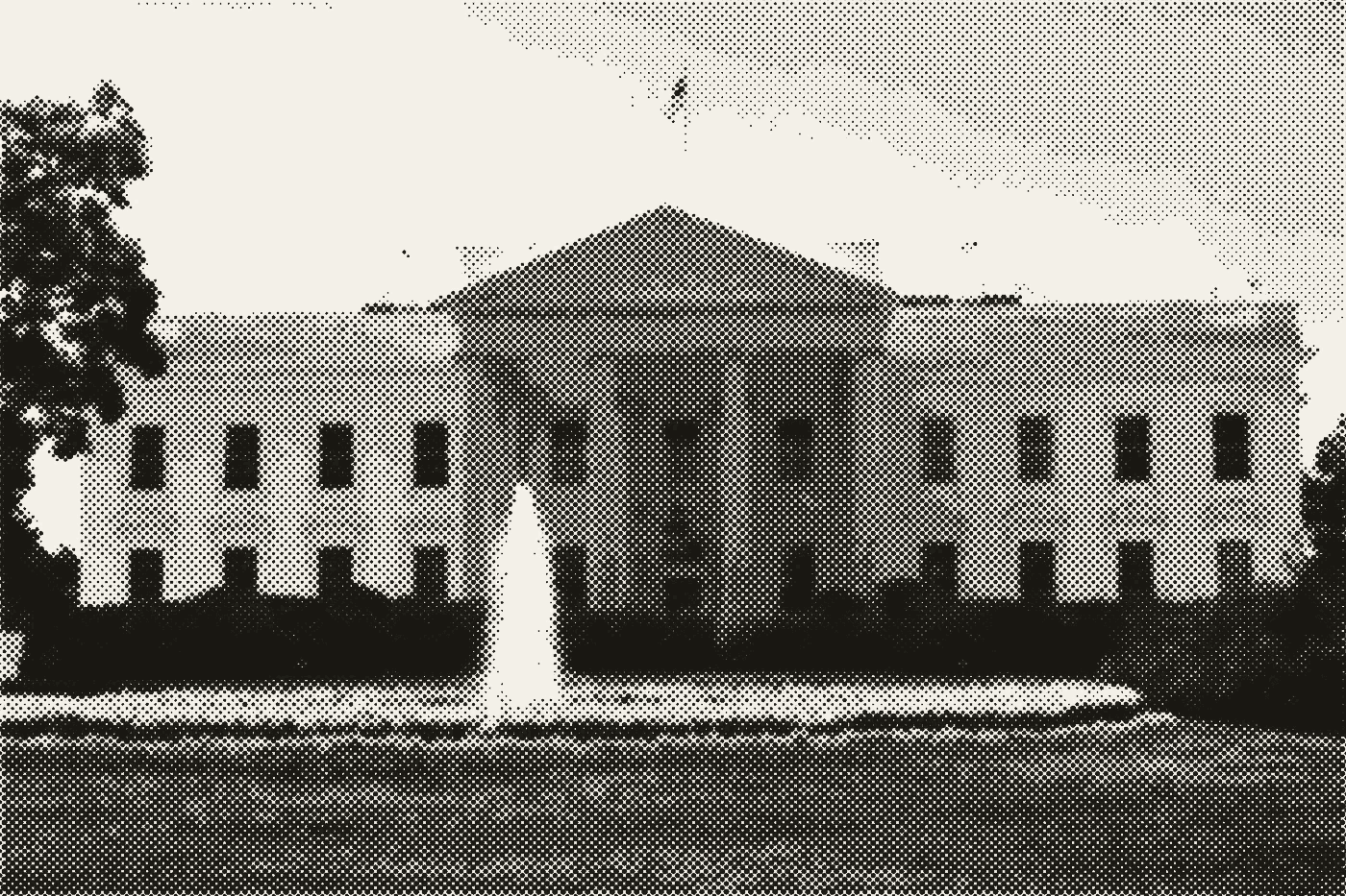 Halftone photograph of the White House North Portico
